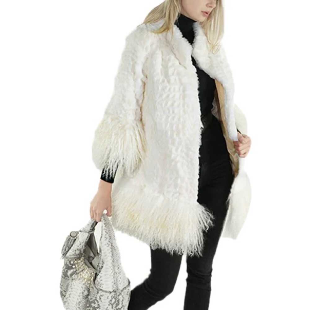 190. NWT WOMENS SHERRILL & BROS. KATRINA XL GENUINE RABBIT FUR JACKET